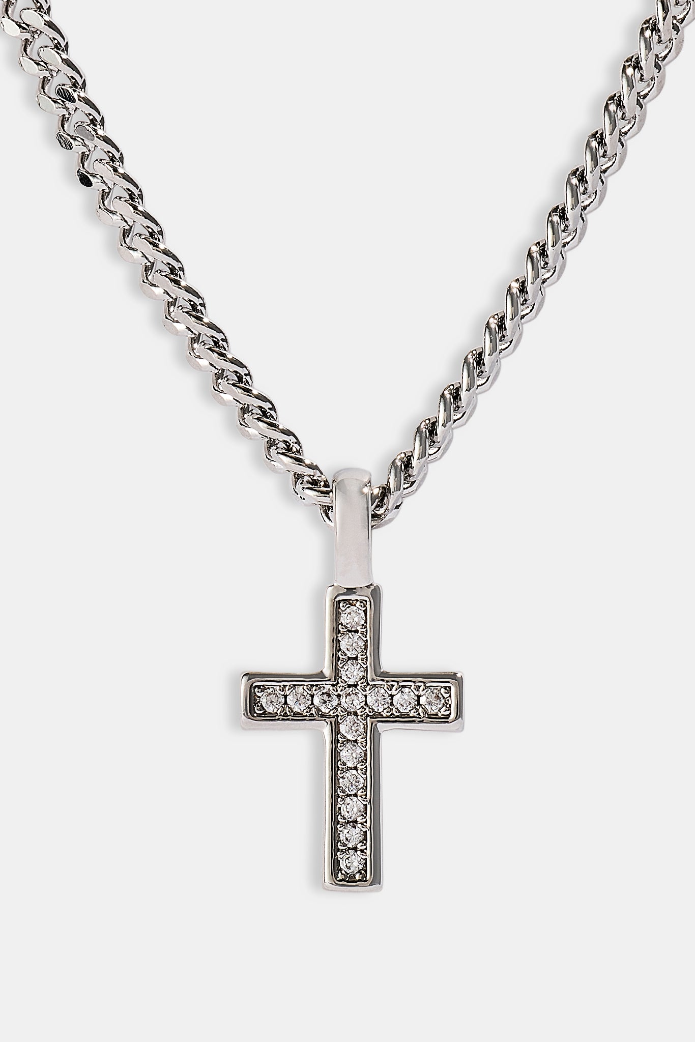 Iced Drop Cross Cuban Chain - 3mm - White