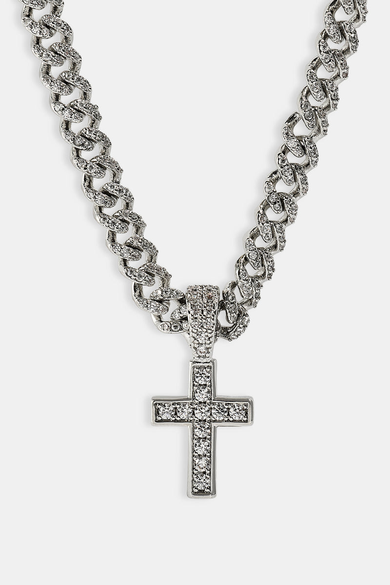 Iced Drop Cross Iced Cuban Chain - 5mm