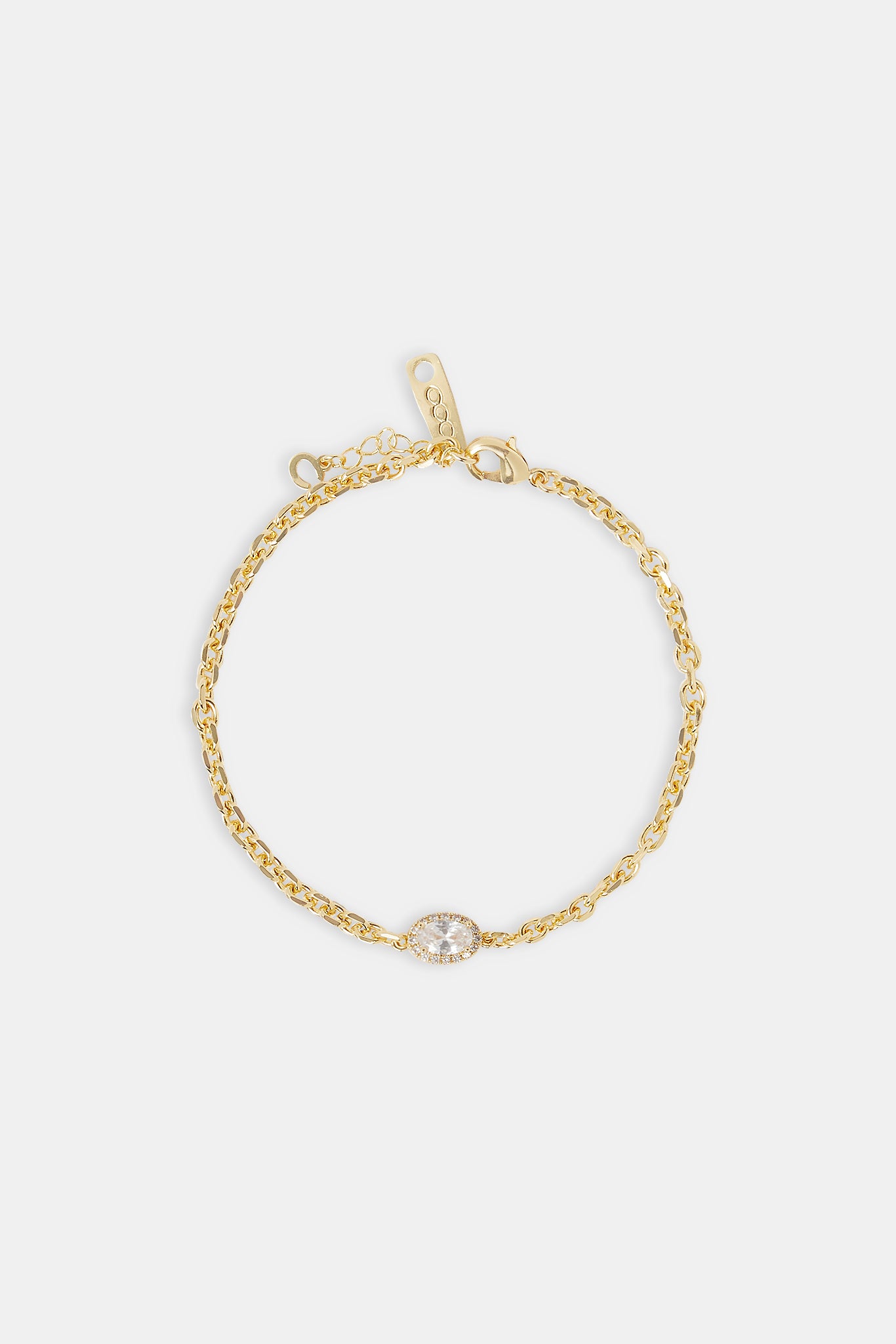 Ovales Rolo-Armband mit vereistem Edelstein – 10 mm – Gold