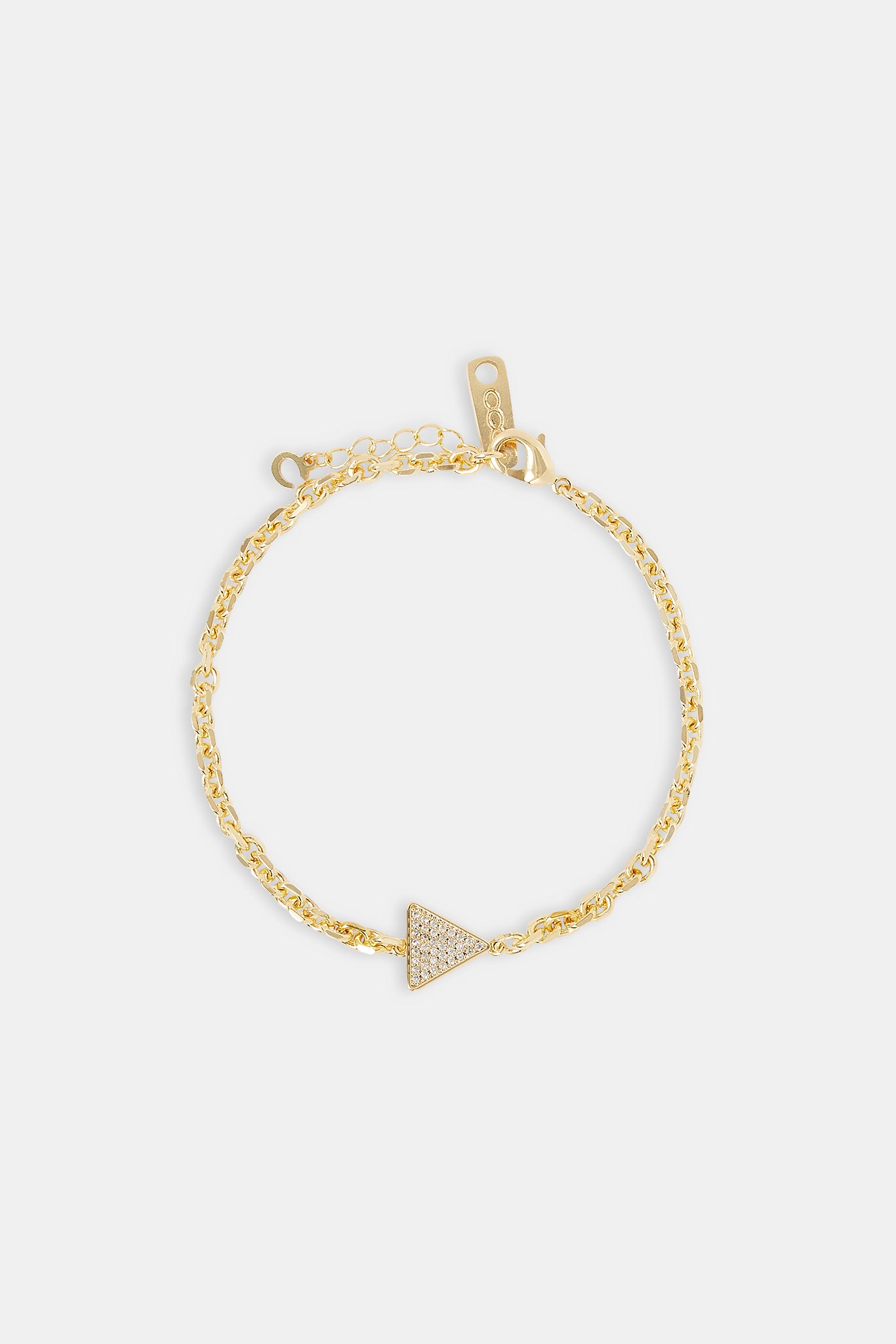 Iced Pave Triangular Rolo Bracelet - 10mm - Gold