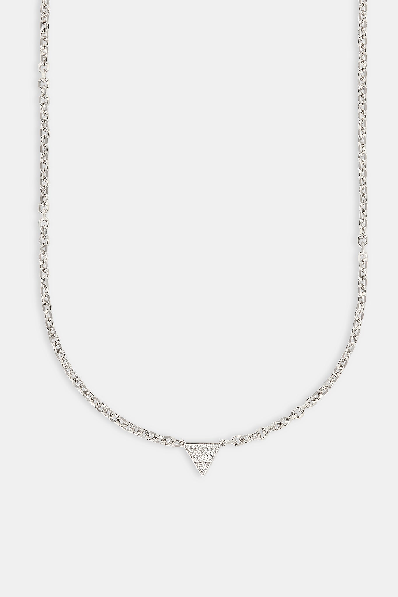 Iced Triangular Pave Pendant Necklace - 10mm