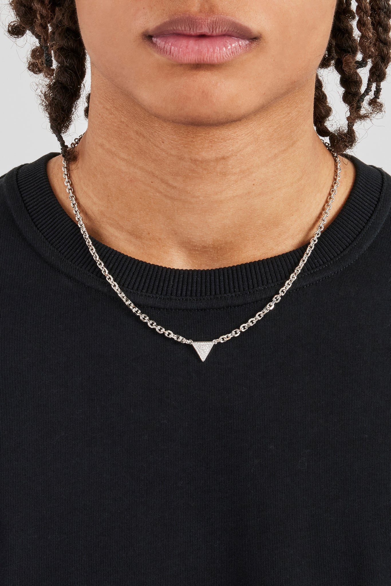 Triangular Chain Men Iced Triangular Pave Pendant Necklace - 10mm | Mens Necklaces | Shop ...
