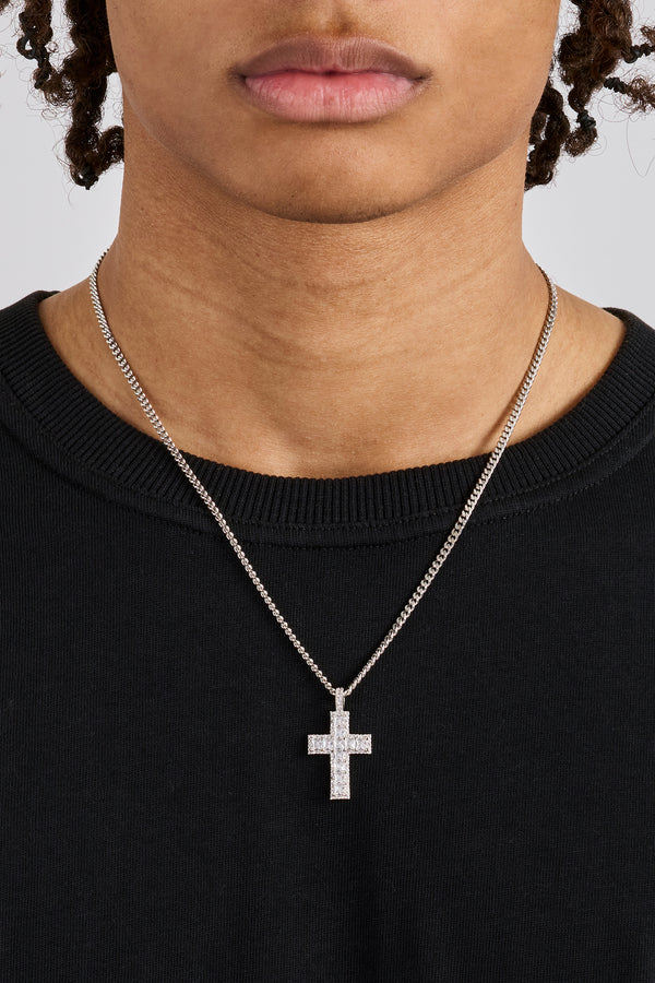 Iced Pave Baguette Cross Micro Cuban Necklace - 3mm