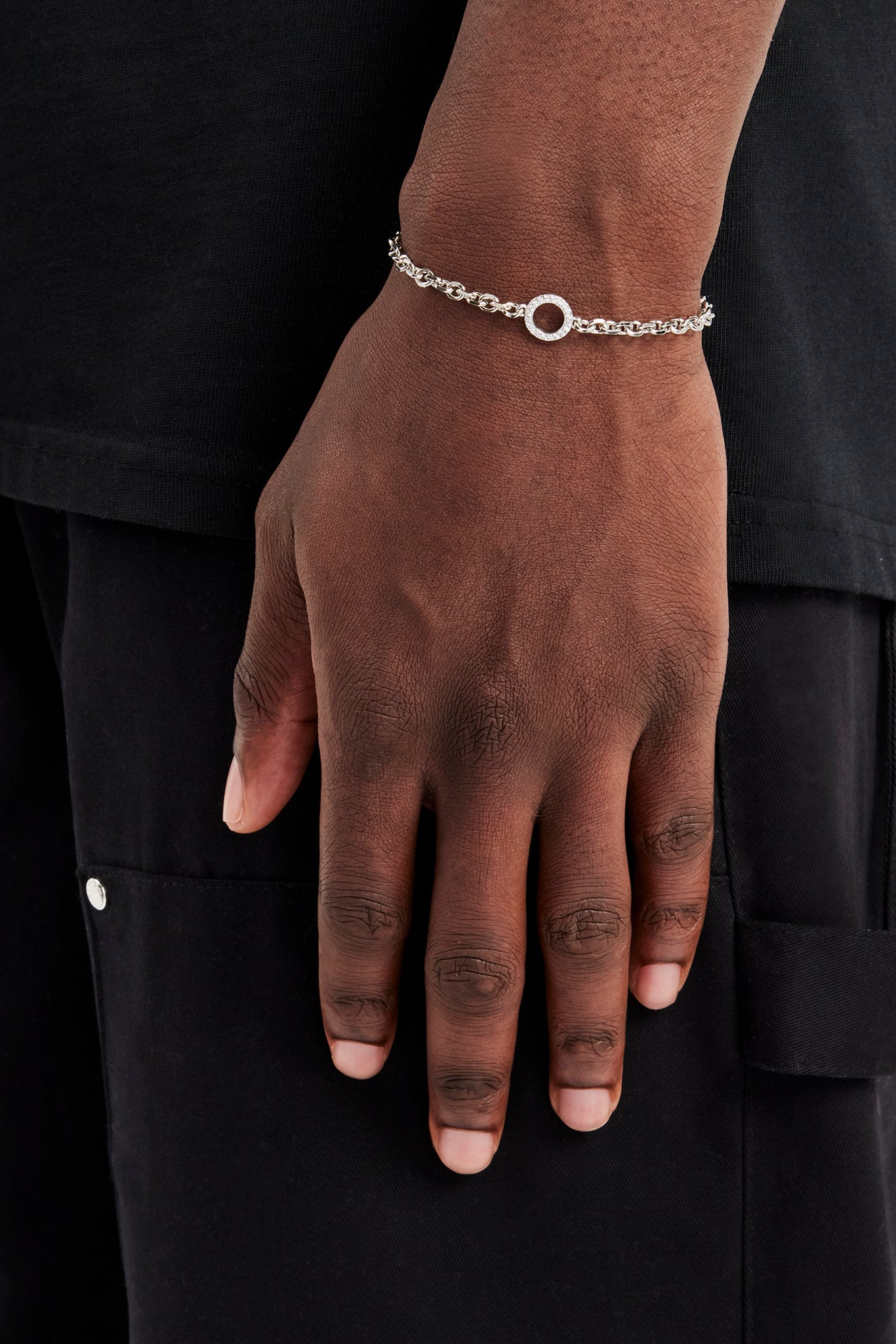 Iced Circle Outline Rolo Bracelet - 10mm