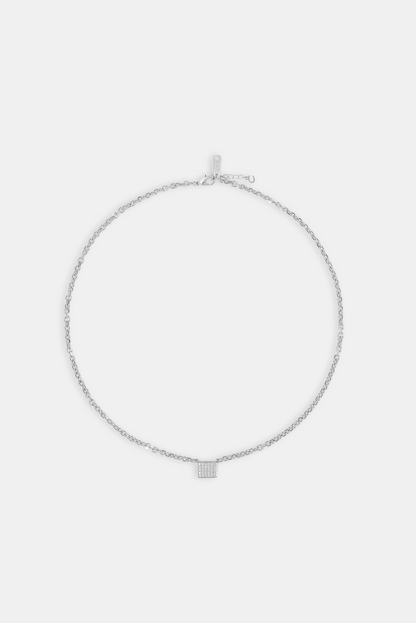 Iced Pave Rectangular Pendant Necklace - 10mm