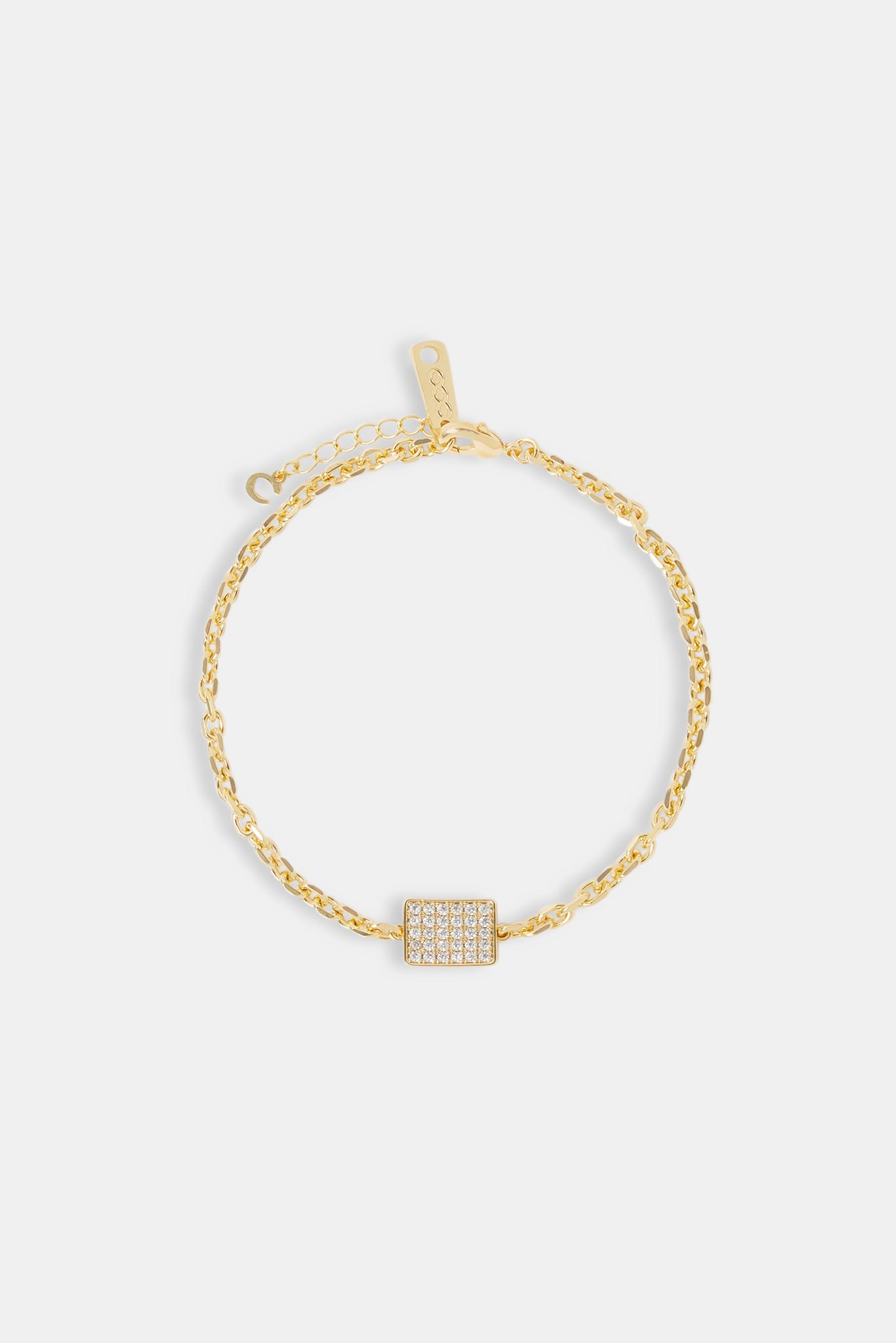 Iced Pave Rectangular Rolo Bracelet - 10mm - Gold