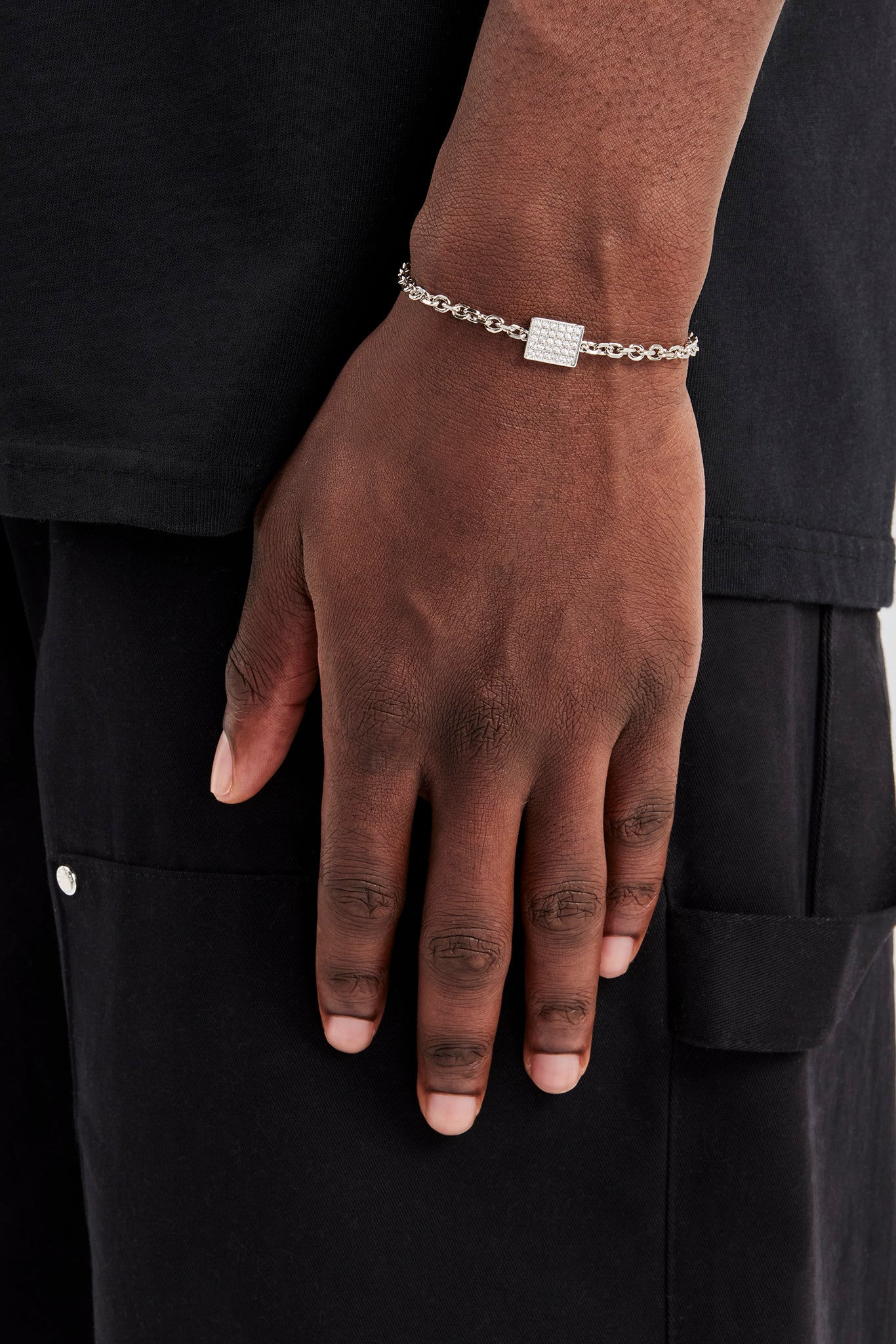 Iced Pave Rectangular Rolo Bracelet - 10mm