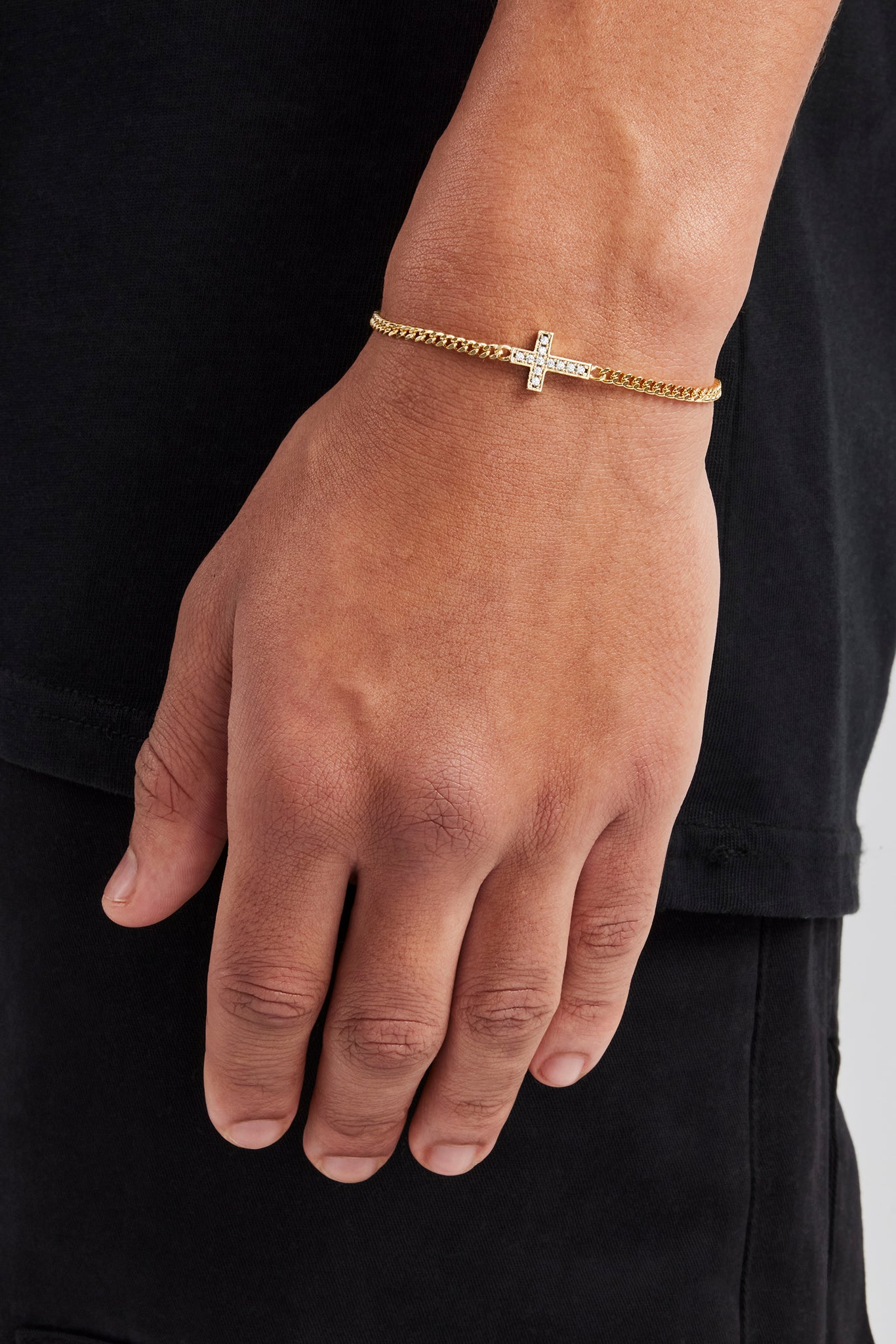 Kubanisches Armband mit Eiskreuzmotiv – 5 mm – Gold