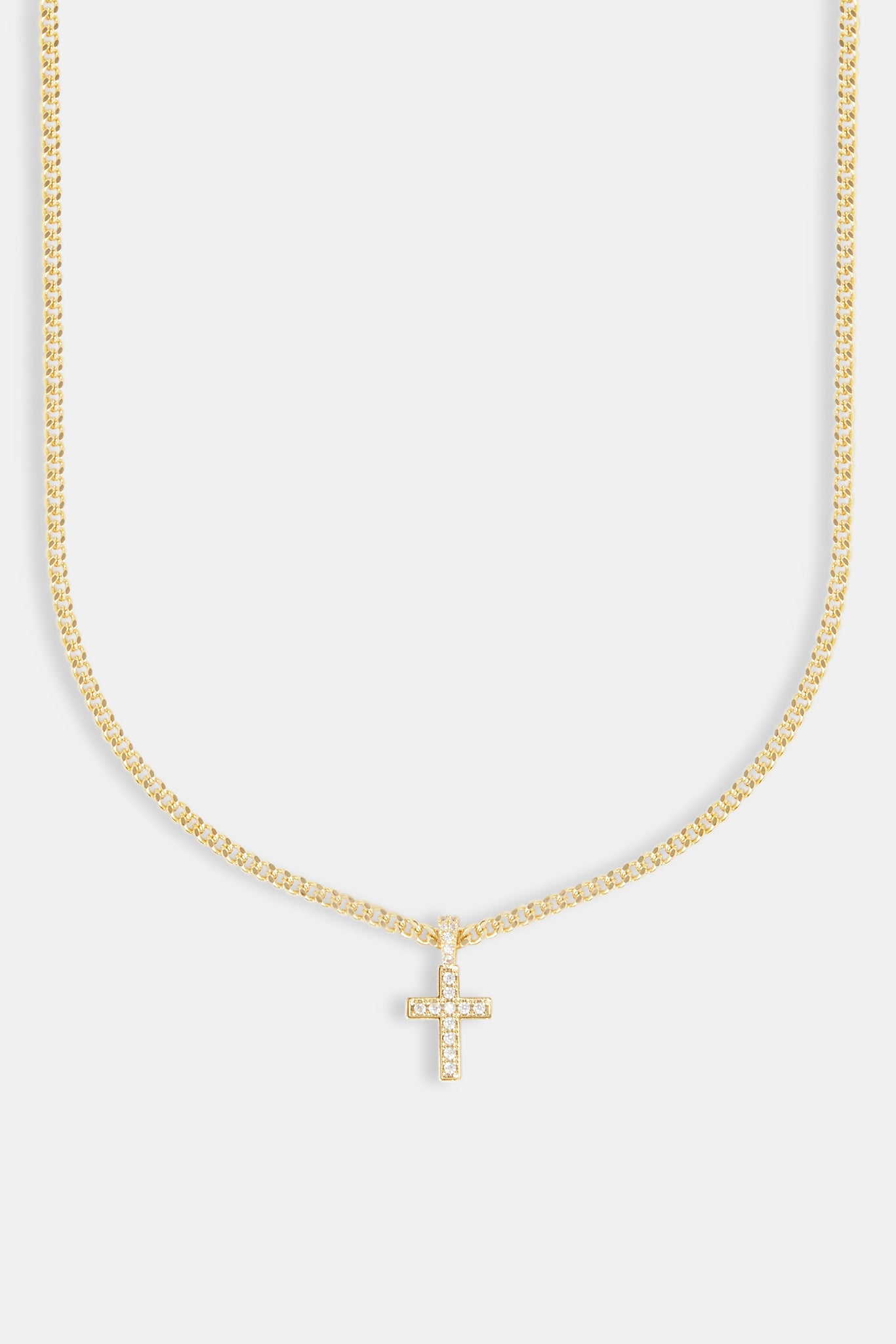 Iced Drop Cross Kubanische Kette – 5 mm – Gold