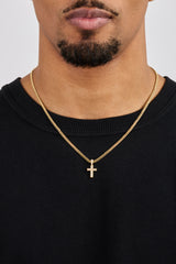 Iced Drop Cross Kubanische Kette – 5 mm – Gold