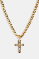 Iced Drop Cross Kubanische Kette – 5 mm – Gold