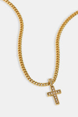 Iced Drop Cross Kubanische Kette – 5 mm – Gold