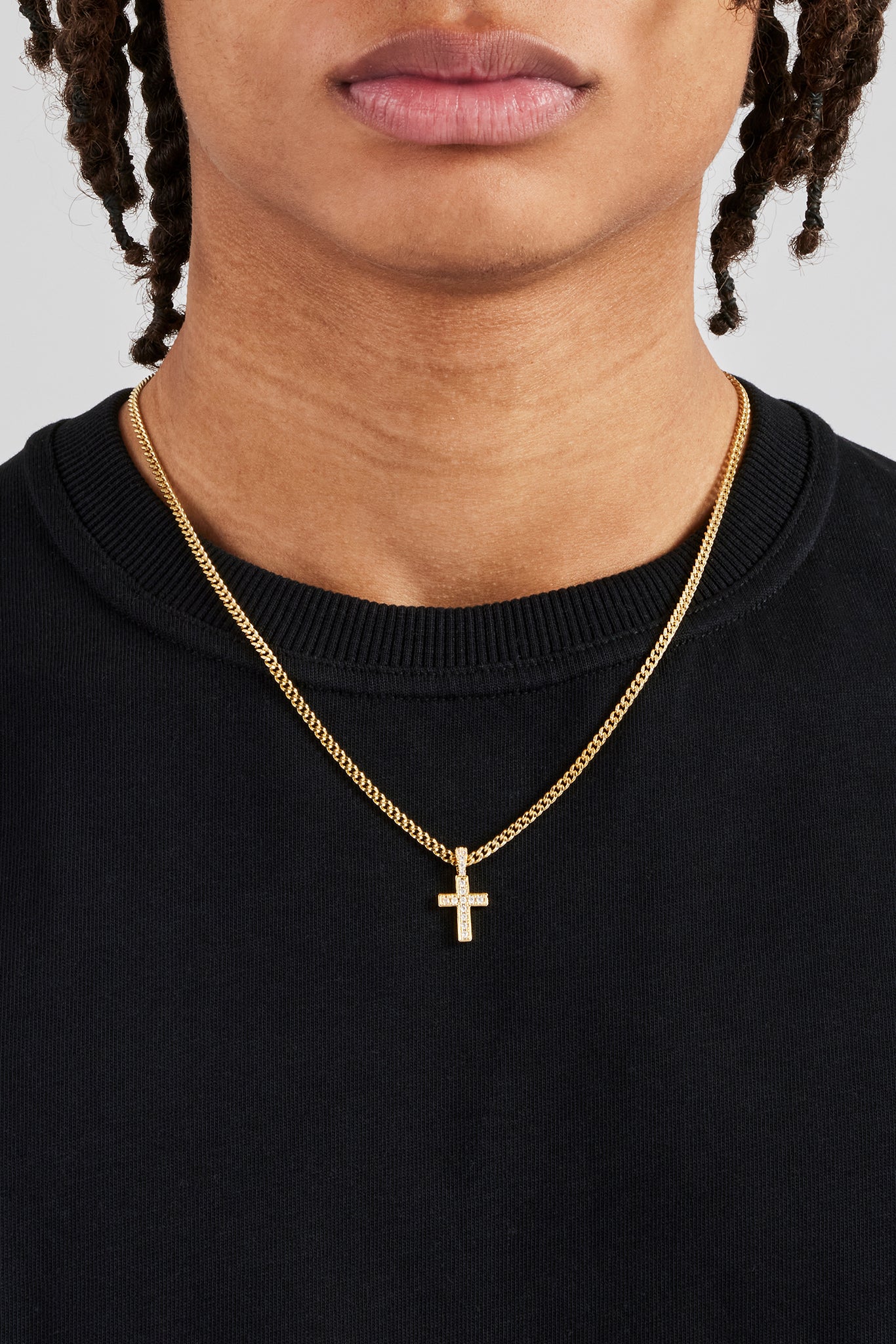 Iced Drop Cross Kubanische Kette – 5 mm – Gold
