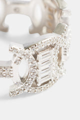 Baguette-Clusterring aus Sterlingsilber mit vereisten Zirkoniasteinen