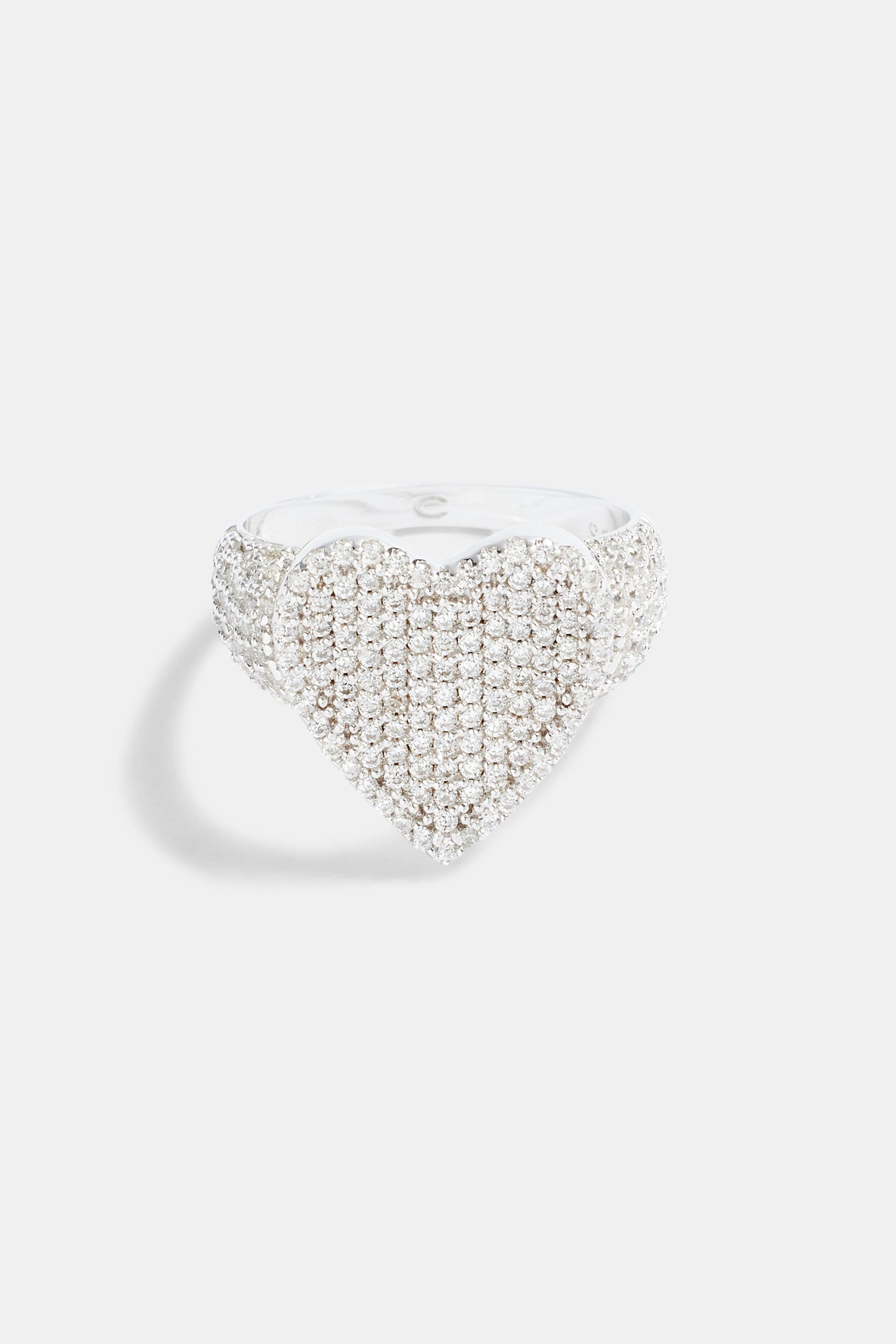 Sterling Silver Iced CZ Baguette Heart Ring