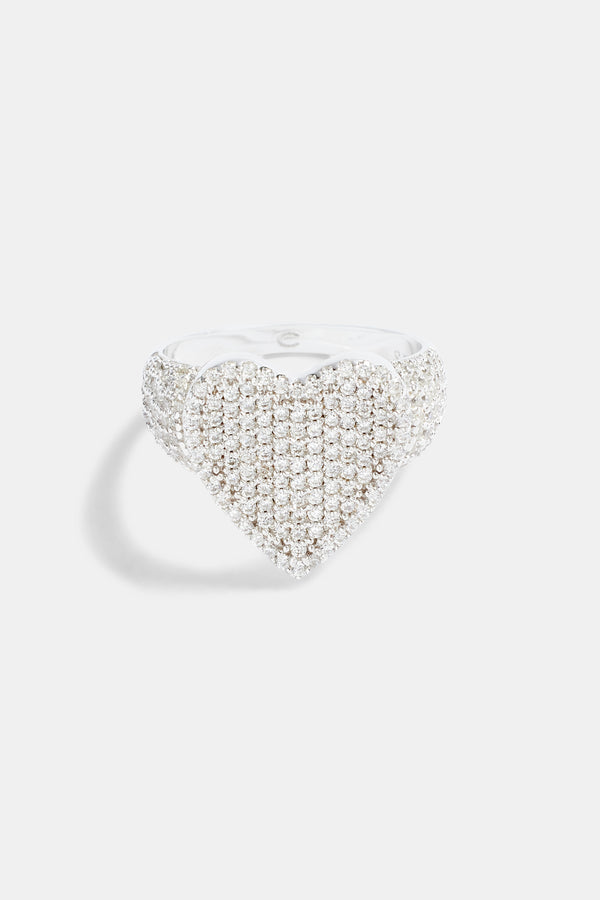 Sterling Silver Iced CZ Baguette Heart Ring
