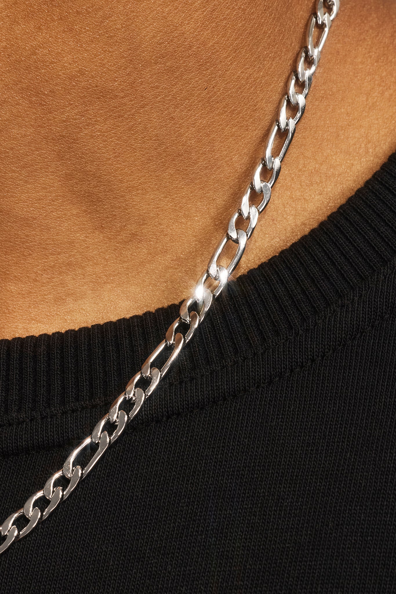 Polished Figaro Bracelet & Chain - 5mm - White