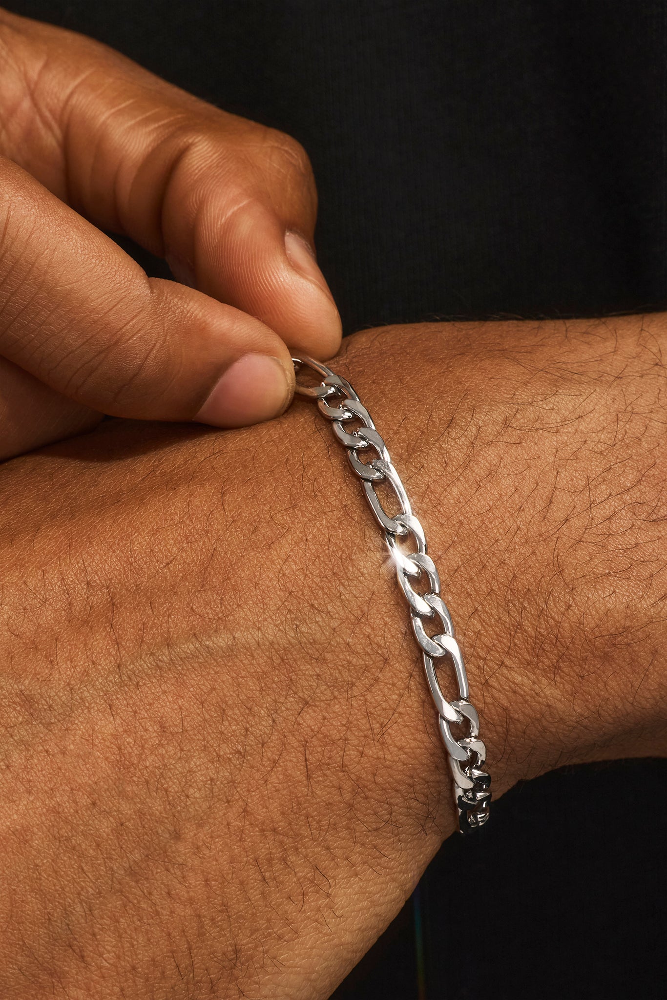 Polished Figaro Bracelet & Chain - 5mm - White