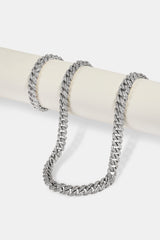Iced Out Cuban Bracelet & Chain - 8mm - White