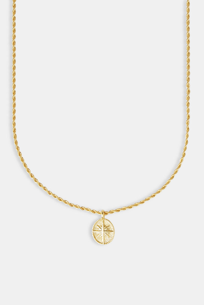 15mm Micro Polished Starburst Rope Necklace - Gold | Mens Necklaces ...