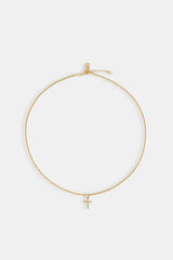 Halskette mit Kreuzseil und Mikrostruktur – 15 mm – Gold