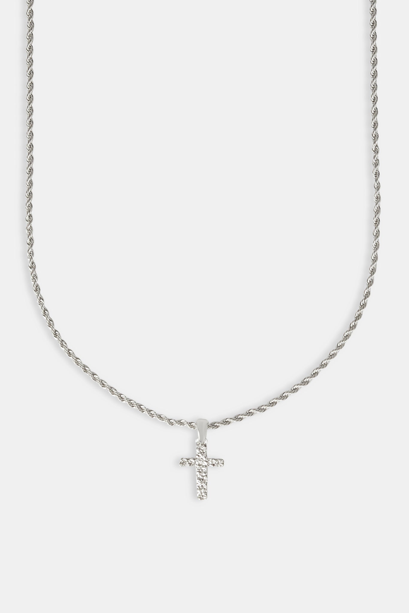 H&J Jewelry 20" Stainless Steel 1.5mm Smooth Rope Chain Necklace With Cross Pendant - Silver