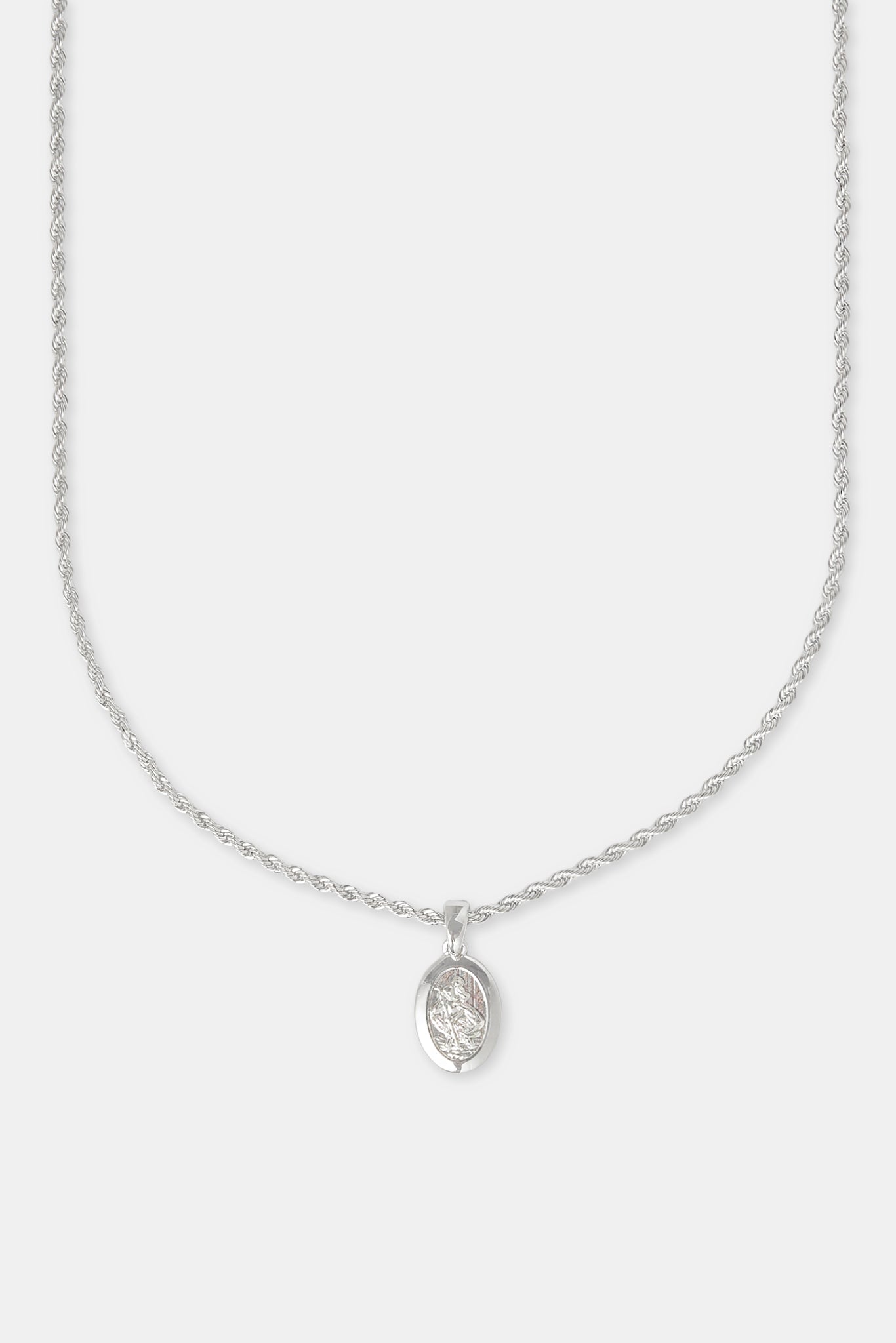 Mikropolierte Halskette mit St. Christopher-Seil – 15 mm