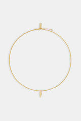 Micro Polished Feather Rope Necklace - 15mm - Gold