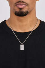 Iced Edge Cherub Pendant Necklace - 20mm - White