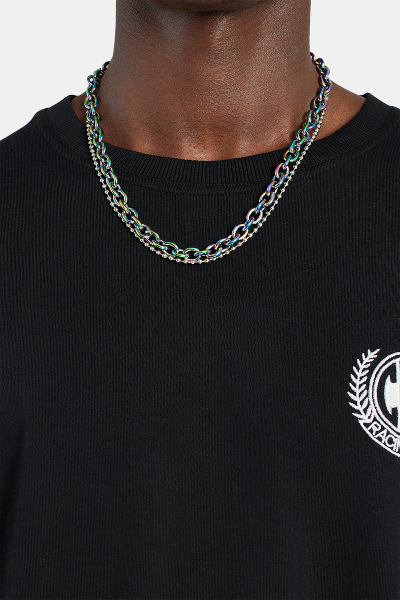 Stainless Steel Oil Slick Link & Bobble Mix Chain