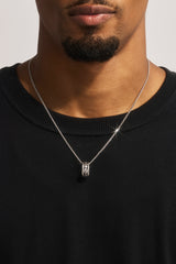 Oxidised Cross Ring Necklace - 10mm - White
