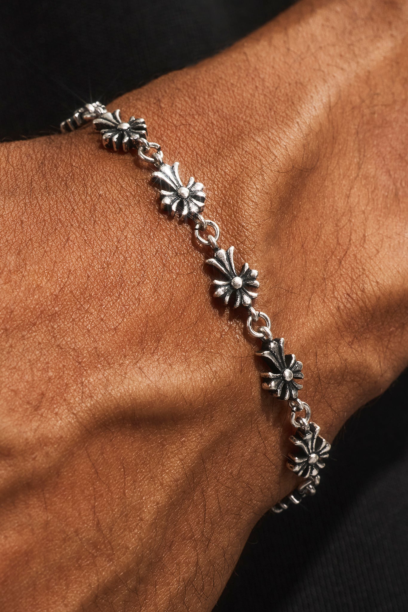 Oxidised Multi Cross Bracelet - 5mm - White