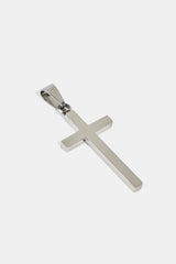 Plain Cross Pendant Tennis Necklace - 30mm - White