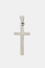 Plain Cross Pendant Tennis Necklace - 30mm - White