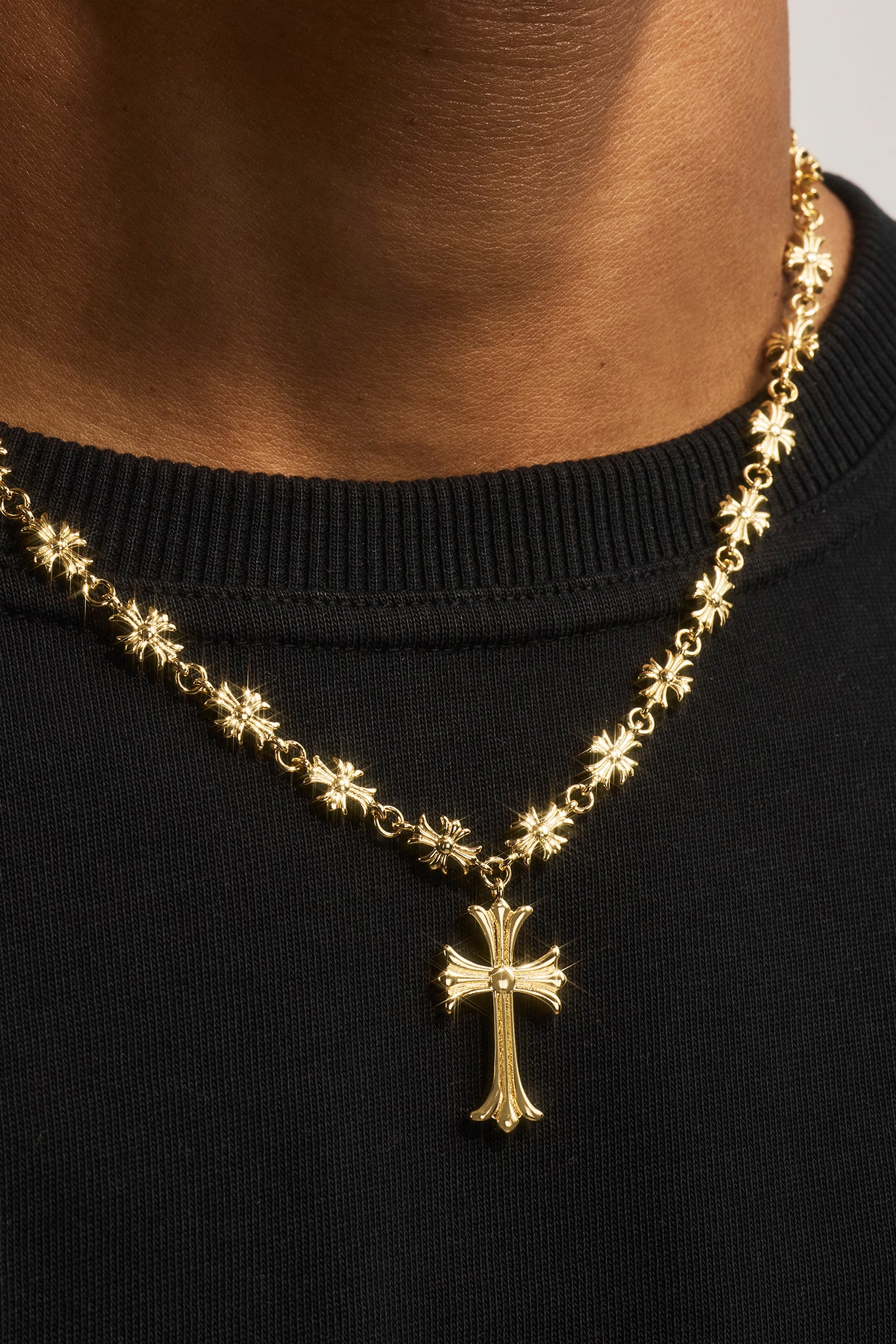 Polished Multi Cross Motif Necklace - 30mm - Gold