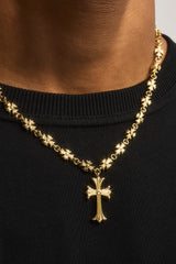 Polished Multi Cross Motif Necklace - 30mm - Gold