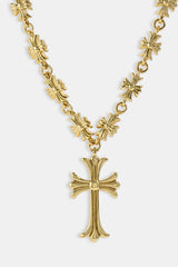 Polished Multi Cross Motif Necklace - 30mm - Gold