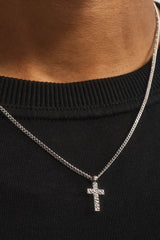 Polished Cross Hammered Necklace - 15mm - White