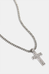 Polished Cross Hammered Necklace - 15mm - White