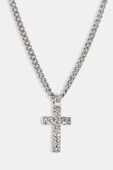 Polished Cross Hammered Necklace - 15mm - White