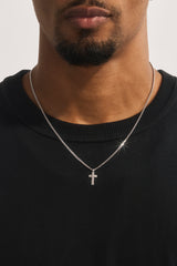 Polished Cross Hammered Necklace - 15mm - White
