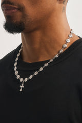 Polished Micro Multi Cross Pendant Necklace 20mm - White