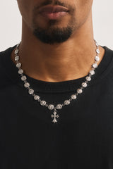Polished Micro Multi Cross Pendant Necklace 20mm - White