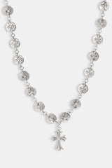 Polished Micro Multi Cross Pendant Necklace 20mm - White