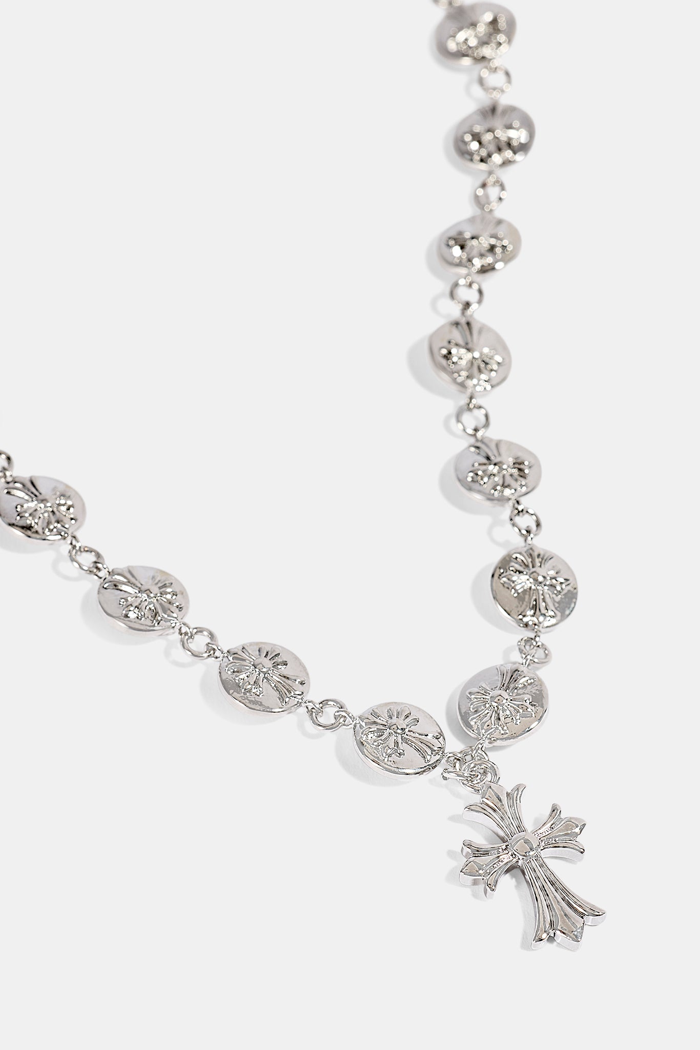 Polished Micro Multi Cross Pendant Necklace 20mm - White