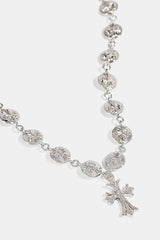 Polished Micro Multi Cross Pendant Necklace 20mm - White