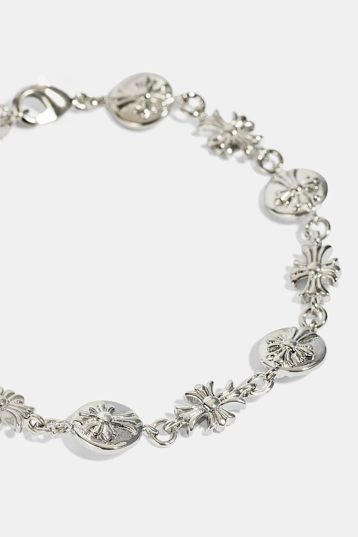 Polished Multi Cross Motif Bracelet - 10mm - White