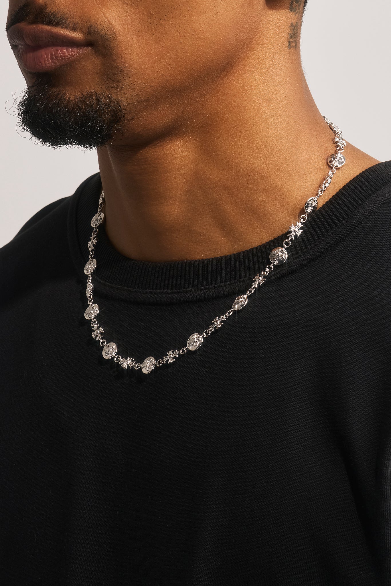Polished Multi Cross Motif Chain - 10mm - White