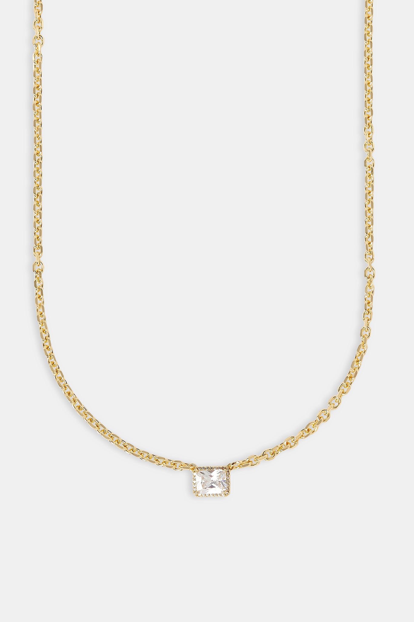 Iced Gemstone Pendant Necklace - 10mm - Gold