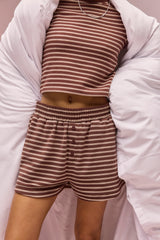 Soft Touch Double Stripe Short - Chocolate